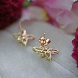 Ellibelle Jewellery Amethyst & Peridot 9ct Gold Butterfly Stud Earrings