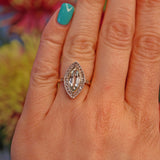 Ellibelle Jewellery Antique Aquamarine & Diamond 18ct Gold Marquise Ring