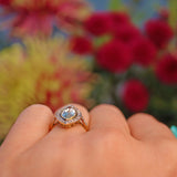 Ellibelle Jewellery Antique Aquamarine & Diamond 18ct Gold Marquise Ring