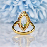 Ellibelle Jewellery Antique Aquamarine & Diamond 18ct Gold Marquise Ring
