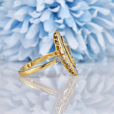 Ellibelle Jewellery Antique Aquamarine & Diamond 18ct Gold Marquise Ring