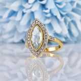 Ellibelle Jewellery Antique Aquamarine & Diamond 18ct Gold Marquise Ring