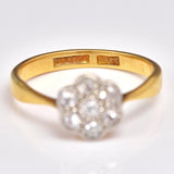 Ellibelle Jewellery Antique Art Deco 18ct Gold Diamond Daisy Cluster Ring