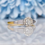 Ellibelle Jewellery Antique Art Deco Cushion Cut Diamond Solitaire Ring (0.30ct)