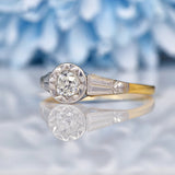 Ellibelle Jewellery Antique Art Deco Cushion Cut Diamond Solitaire Ring (0.30ct)