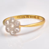 Ellibelle Jewellery Antique Art Deco Diamond 18ct Gold Daisy Ring