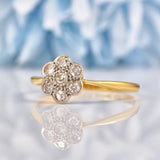 Ellibelle Jewellery Antique Art Deco Diamond 18ct Gold Daisy Ring