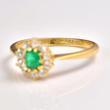 Ellibelle Jewellery Antique Art Deco Emerald & Diamond 18ct Gold Cluster Ring