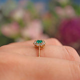 Ellibelle Jewellery Antique Art Deco Emerald & Diamond 18ct Gold Cluster Ring