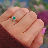 Ellibelle Jewellery Antique Art Deco Emerald & Diamond 18ct Gold Cluster Ring