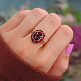 Ellibelle Jewellery Antique Bohemian Garnet 9ct Gold Cluster Ring
