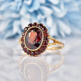 Ellibelle Jewellery Antique Bohemian Garnet 9ct Gold Cluster Ring