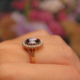 Ellibelle Jewellery Antique Bohemian Garnet & Seed Pearl 18ct Gold Cluster Ring