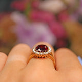 Ellibelle Jewellery Antique Bohemian Garnet & Seed Pearl 18ct Gold Cluster Ring