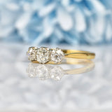 Ellibelle Jewellery Antique Diamond 18ct Gold Three Stone Engagement Ring (0.64ct)