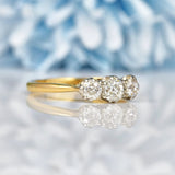 Ellibelle Jewellery Antique Diamond 18ct Gold Three Stone Engagement Ring (0.64ct)