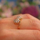 Ellibelle Jewellery Antique Edwardian Diamond 18ct Gold Double Daisy Cluster Ring