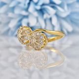 Ellibelle Jewellery Antique Edwardian Diamond 18ct Gold Double Daisy Cluster Ring