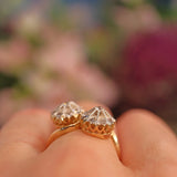 Ellibelle Jewellery Antique Edwardian Diamond 18ct Gold Double Daisy Cluster Ring