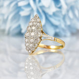 Ellibelle Jewellery Antique Edwardian Diamond 18ct Gold Marquise Ring