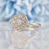 Ellibelle Jewellery Antique Edwardian Diamond & Platinum Daisy Cluster Ring (0.55ct)