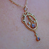 Ellibelle Jewellery Antique Edwardian Garnet & Pearl Pendant Necklace