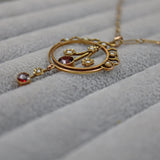 Ellibelle Jewellery Antique Edwardian Garnet & Pearl Pendant Necklace