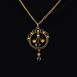 Ellibelle Jewellery Antique Edwardian Garnet & Pearl Pendant Necklace