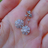 Ellibelle Jewellery Antique Edwardian Rose Cut Diamond Cluster Drop Earrings