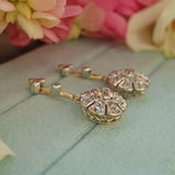 Ellibelle Jewellery Antique Edwardian Rose Cut Diamond Cluster Drop Earrings