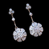 Ellibelle Jewellery Antique Edwardian Rose Cut Diamond Cluster Drop Earrings