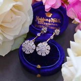 Ellibelle Jewellery Antique Edwardian Rose Cut Diamond Cluster Drop Earrings