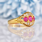Ellibelle Jewellery Antique Edwardian Ruby & Diamond 18ct Gold Ring