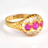 Ellibelle Jewellery Antique Edwardian Ruby & Diamond 18ct Gold Ring