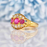 Ellibelle Jewellery Antique Edwardian Ruby & Diamond 18ct Gold Ring