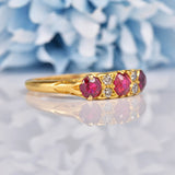 Ellibelle Jewellery Antique Edwardian Ruby & Diamond Carved Half Hoop Ring