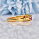 Ellibelle Jewellery Antique Edwardian Ruby & Diamond Carved Half Hoop Ring