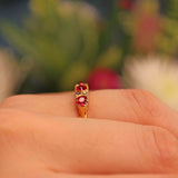 Ellibelle Jewellery Antique Edwardian Ruby & Diamond Carved Half Hoop Ring