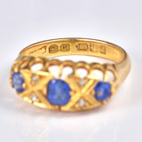Ellibelle Jewellery Antique Edwardian Sapphire & Diamond 18ct Gold Ring