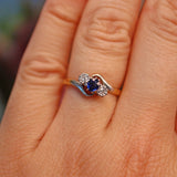 Ellibelle Jewellery Antique Edwardian Sapphire & Diamond Three Stone Ring
