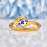 Ellibelle Jewellery Antique Edwardian Sapphire & Diamond Three Stone Ring
