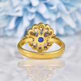Ellibelle Jewellery Antique Edwardian Style Blue Sapphire & Diamond Cluster Ring
