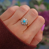 Ellibelle Jewellery Antique Edwardian Style Turquoise & Diamond Daisy Cluster Ring