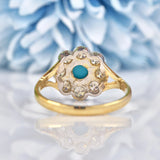 Ellibelle Jewellery Antique Edwardian Style Turquoise & Diamond Daisy Cluster Ring