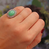 Ellibelle Jewellery Antique Jade & Diamond 18ct White Gold Cluster Ring