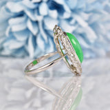 Ellibelle Jewellery Antique Jade & Diamond 18ct White Gold Cluster Ring