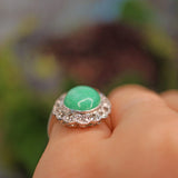 Ellibelle Jewellery Antique Jade & Diamond 18ct White Gold Cluster Ring