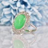 Ellibelle Jewellery Antique Jade & Diamond 18ct White Gold Cluster Ring