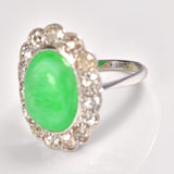 Ellibelle Jewellery Antique Jade & Diamond 18ct White Gold Cluster Ring