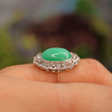 Ellibelle Jewellery Antique Jade & Diamond 18ct White Gold Cluster Ring